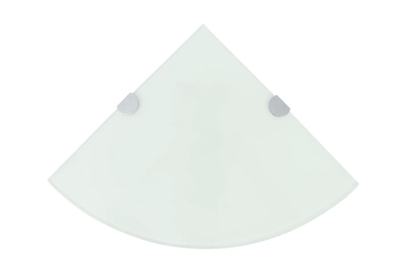 Hörnhylla glas med förkromade hyllkonsoler vit 35x35 cm - Vit - Hörnhylla