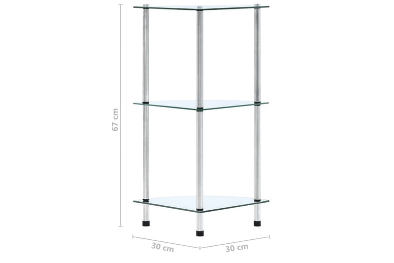 Hylla 3 hyllplan transparent 30x30x67 cm härdat glas - Transparent - Förvaring - Hyllor - Hörnhylla