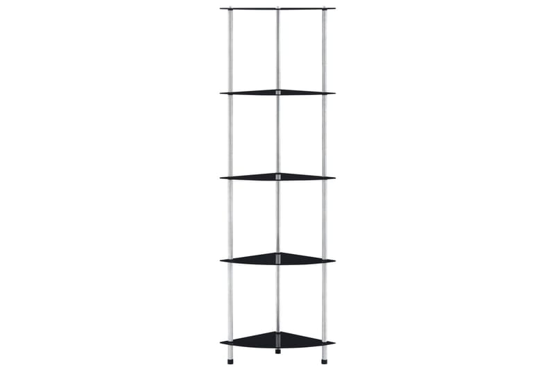 Hylla 5 hyllplan svart 30x30x130 cm härdat glas - Svart - Förvaring - Hyllor - Hörnhylla
