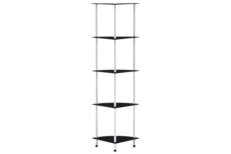 Hylla 5 hyllplan svart 30x30x130 cm härdat glas - Svart - Förvaring - Hyllor - Hörnhylla