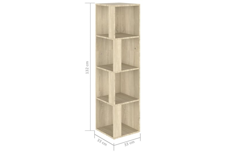 Hörnhylla sonoma-ek 33x33x132 cm spånskiva - Brun - Förvaring - Hyllor - Hörnhylla