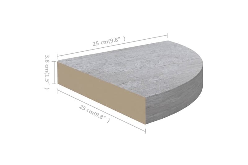 Svävande hörnhylla betonggrå 25x25x3,8 cm MDF - Grå - Förvaring - Hyllor - Hörnhylla