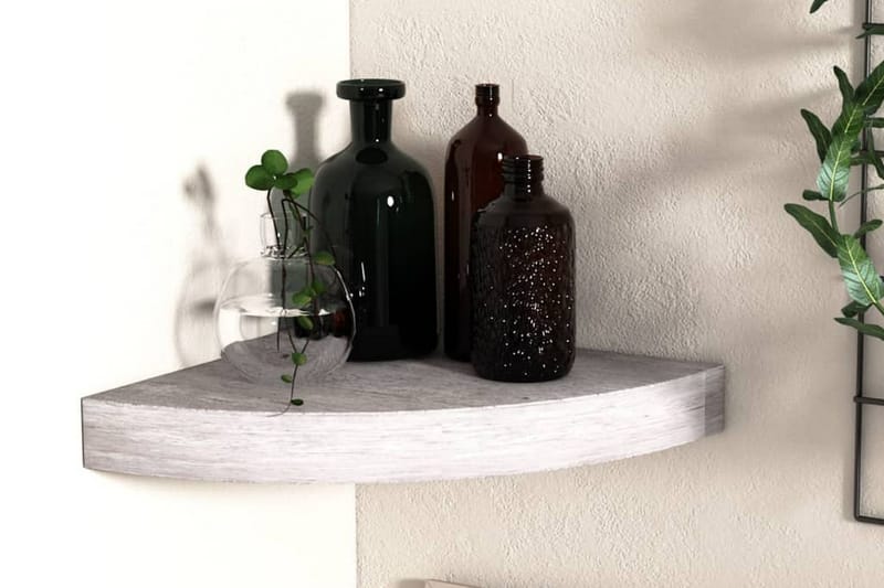 Svävande hörnhylla betonggrå 35x35x3,8 cm MDF - Grå - Förvaring - Hyllor - Hörnhylla