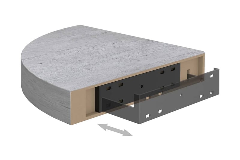 Svävande hörnhylla betonggrå 35x35x3,8 cm MDF - Grå - Hörnhylla