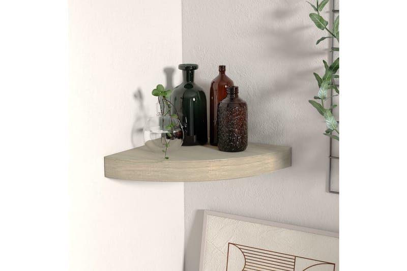 Svävande hörnhylla ek 25x25x3,8 cm MDF - Brun - Förvaring - Hyllor - Hörnhylla