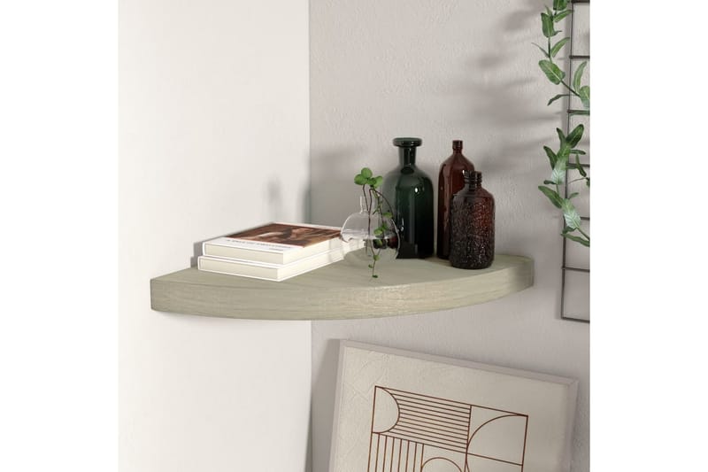 Svävande hörnhylla ek 35x35x3,8 cm MDF - Brun - Förvaring - Hyllor - Hörnhylla