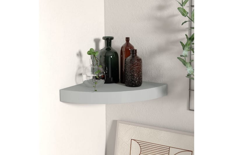 Svävande hörnhylla grå 25x25x3,8 cm MDF - Grå - Förvaring - Hyllor - Hörnhylla