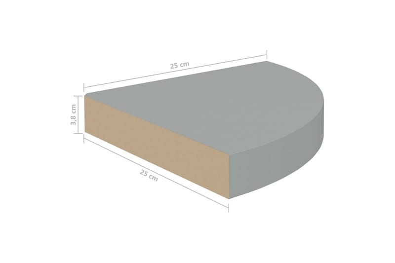 Svävande hörnhylla grå 25x25x3,8 cm MDF - Grå - Förvaring - Hyllor - Hörnhylla