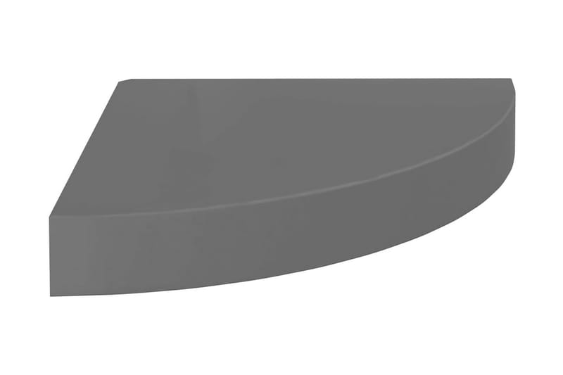Svävande hörnhylla grå högglans 25x25x3,8 cm MDF - Grå - Hörnhylla