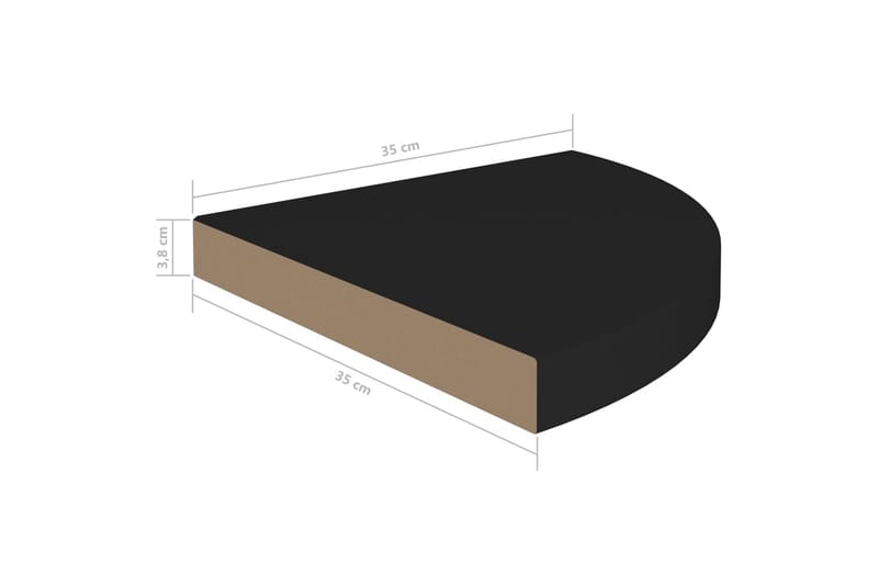Svävande hörnhylla svart 35x35x3,8 cm MDF - Svart - Hörnhylla