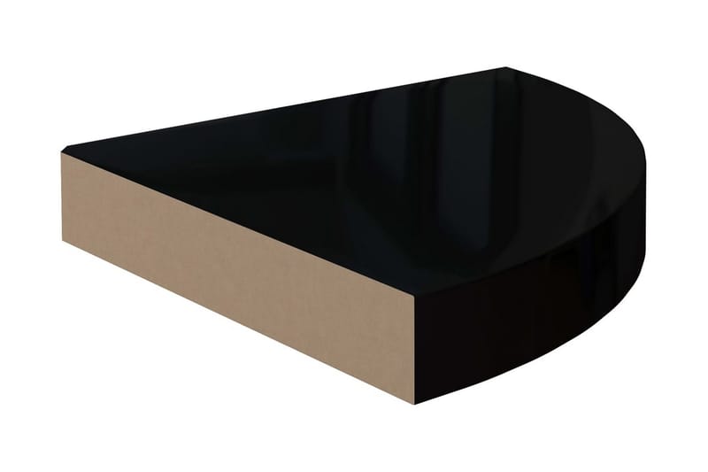 Svävande hörnhylla svart högglans 25x25x3,8 cm MDF - Svart - Förvaring - Hyllor - Hörnhylla