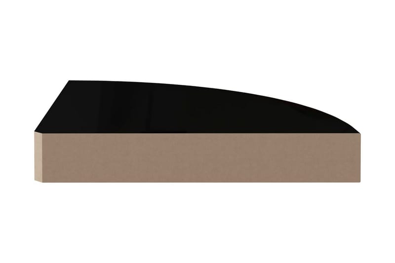 Svävande hörnhylla svart högglans 25x25x3,8 cm MDF - Svart - Förvaring - Hyllor - Hörnhylla