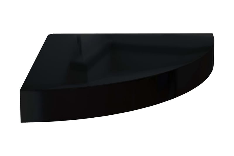 Svävande hörnhylla svart högglans 25x25x3,8 cm MDF - Svart - Hörnhylla