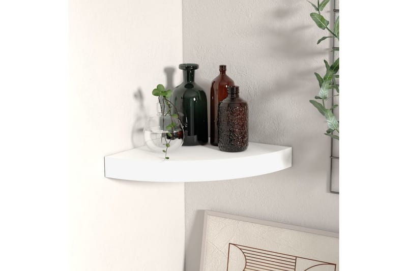 Svävande hörnhylla vit 25x25x3,8 cm MDF - Vit - Förvaring - Hyllor - Hörnhylla