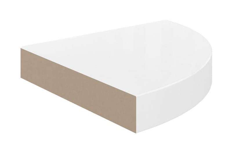 Svävande hörnhylla vit högglans 25x25x3,8 cm MDF - Vit - Förvaring - Hyllor - Hörnhylla