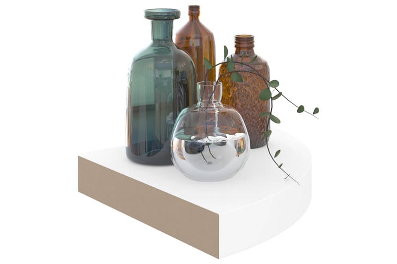Svävande hörnhylla vit högglans 25x25x3,8 cm MDF - Vit - Förvaring - Hyllor - Hörnhylla