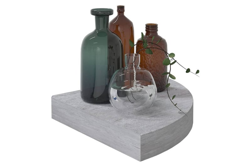 Svävande hörnhyllor 2 st betonggrå 25x25x3,8 cm MDF - Grå - Förvaring - Hyllor - Hörnhylla