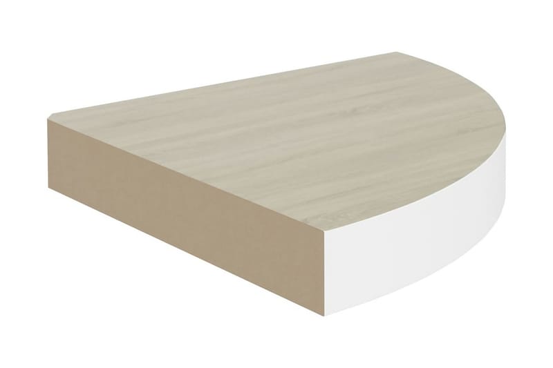 Svävande hörnhyllor 2 st ek och vit 25x25x3,8 cm MDF - Brun - Hörnhylla