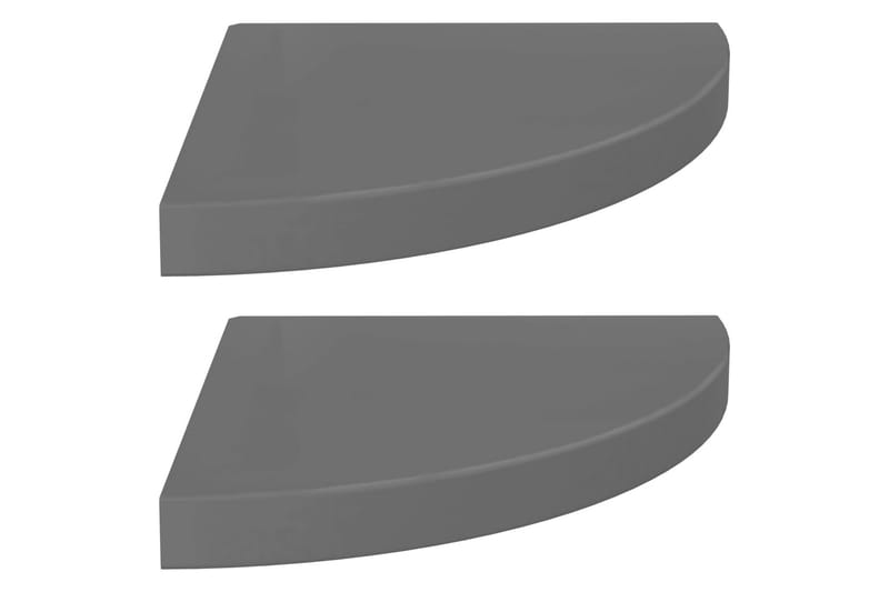 Svävande hörnhyllor 2 st grå högglans 35x35x3,8 cm MDF - Grå - Hörnhylla