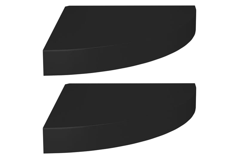 Svävande hörnhyllor 2 st svart 25x25x3,8 cm MDF - Svart - Förvaring - Hyllor - Hörnhylla