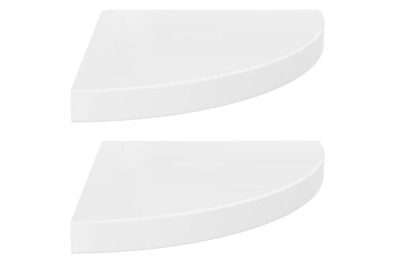 Svävande hörnhyllor 2 st vit högglans 35x35x3,8 cm MDF - Vit - Förvaring - Hyllor - Hörnhylla