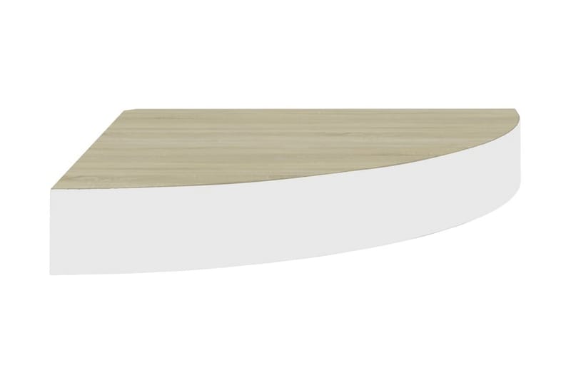 Svävande hörnhyllor 4 st ek och vit 25x25x3,8 cm MDF - Brun - Förvaring - Hyllor - Hörnhylla