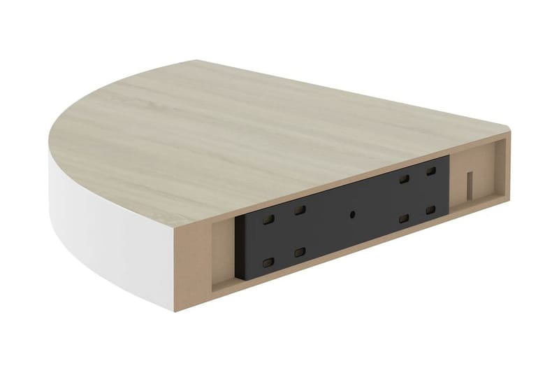 Svävande hörnhyllor 4 st ek och vit 25x25x3,8 cm MDF - Brun - Förvaring - Hyllor - Hörnhylla