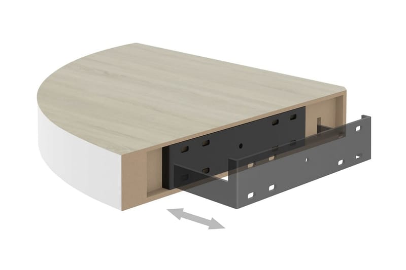 Svävande hörnhyllor 4 st ek och vit 25x25x3,8 cm MDF - Brun - Förvaring - Hyllor - Hörnhylla