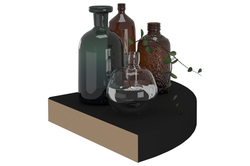 Svävande hörnhyllor 4 st svart 25x25x3,8 cm MDF - Svart - Förvaring - Hyllor - Hörnhylla