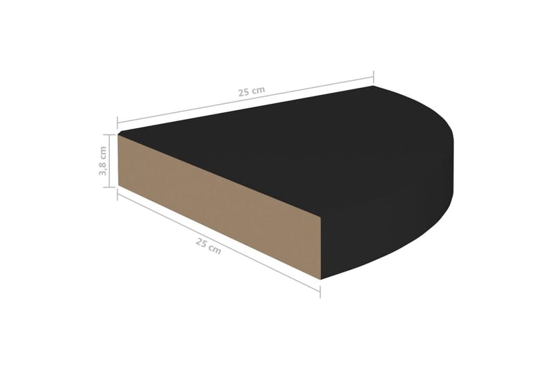 Svävande hörnhyllor 4 st svart 25x25x3,8 cm MDF - Svart - Hörnhylla