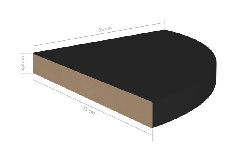 Svävande hörnhyllor 4 st svart 35x35x3,8 cm MDF - Svart - Förvaring - Hyllor - Hörnhylla