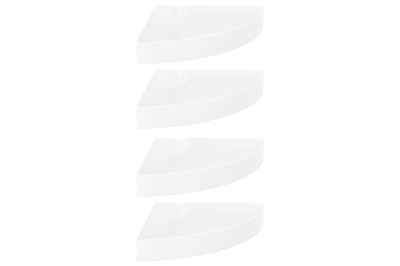 Svävande hörnhyllor 4 st vit högglans 25x25x3,8 cm MDF - Vit - Förvaring - Hyllor - Hörnhylla