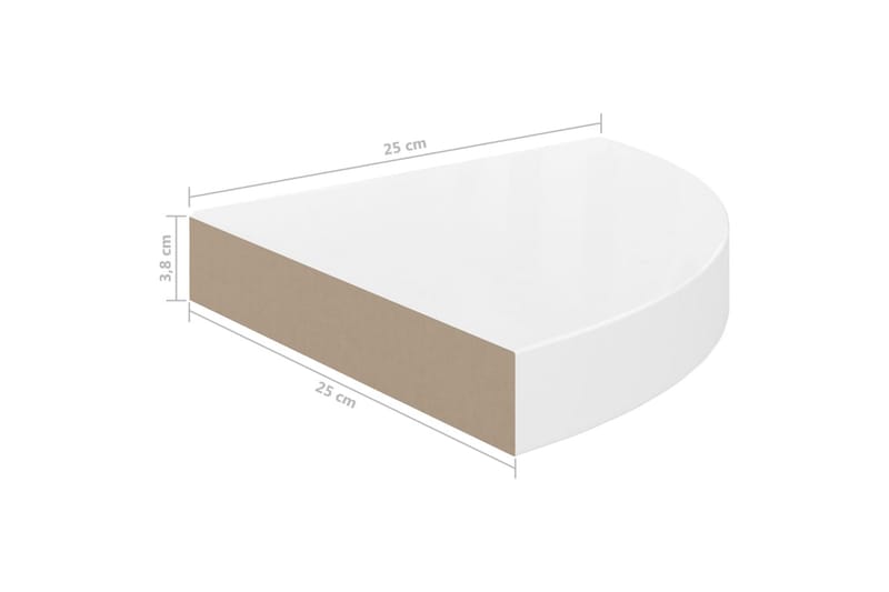 Svävande hörnhyllor 4 st vit högglans 25x25x3,8 cm MDF - Vit - Förvaring - Hyllor - Hörnhylla