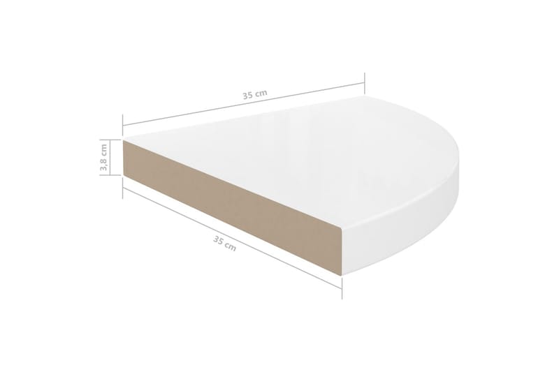 Svävande hörnhyllor 4 st vit högglans 35x35x3,8 cm MDF - Vit - Förvaring - Hyllor - Hörnhylla