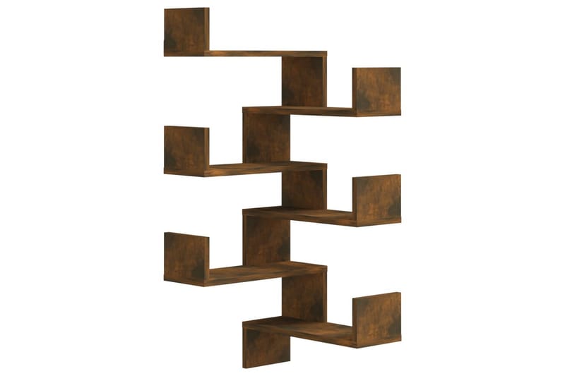 Vägghörnhylla 2 st rökfärgad ek 40x40x50 cm konstruerat trä - Brun - Förvaring - Hyllor - Hörnhylla