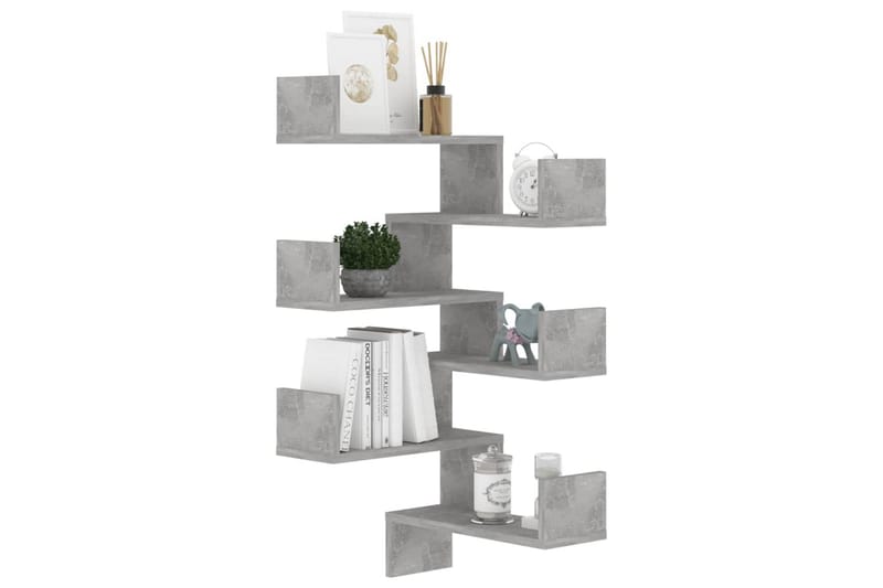 Vägghyllor hörn 2 st betonggrå 40x40x50 cm spånskiva - Betonggrå - Förvaring - Köksförvaring - Kökshylla