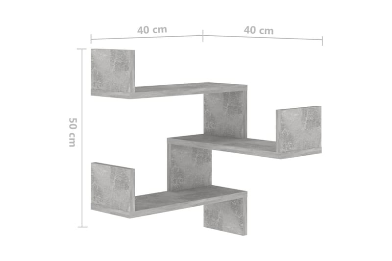 Vägghyllor hörn 2 st betonggrå 40x40x50 cm spånskiva - Betonggrå - Förvaring - Köksförvaring - Kökshylla