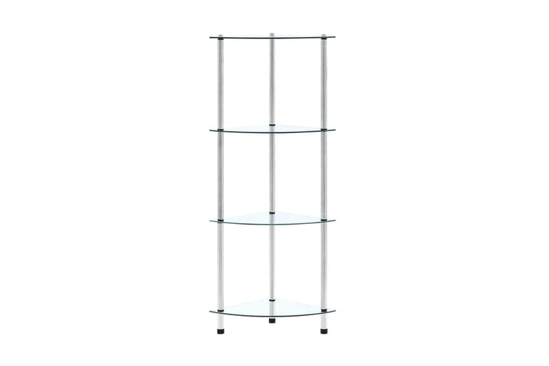 Hylla 4 hyllplan transparent 30x30x100 cm härdat glas - Hörnhylla