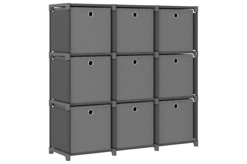 Hylla med 9 kuber med lådor grå 103x30x107,5 cm tyg - Hyllsystem