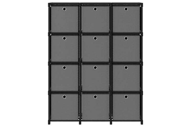 Hylla med 12 kuber med lådor svart 103x30x141 cm tyg - Svart - Förvaring - Hyllor - Hyllsystem