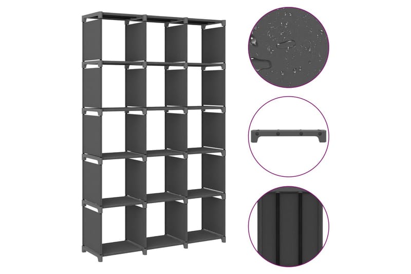 Hylla med 15 kuber grå 103x30x175,5 cm tyg - Grå - Förvaring - Hyllor - Hyllsystem