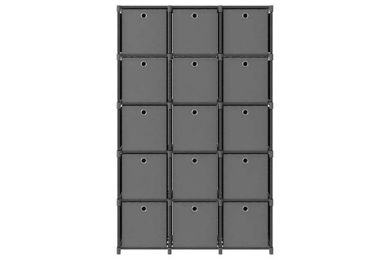 Hylla med 15 kuber med lådor grå 103x30x175,5 cm tyg - Grå - Förvaring - Hyllor - Hyllsystem