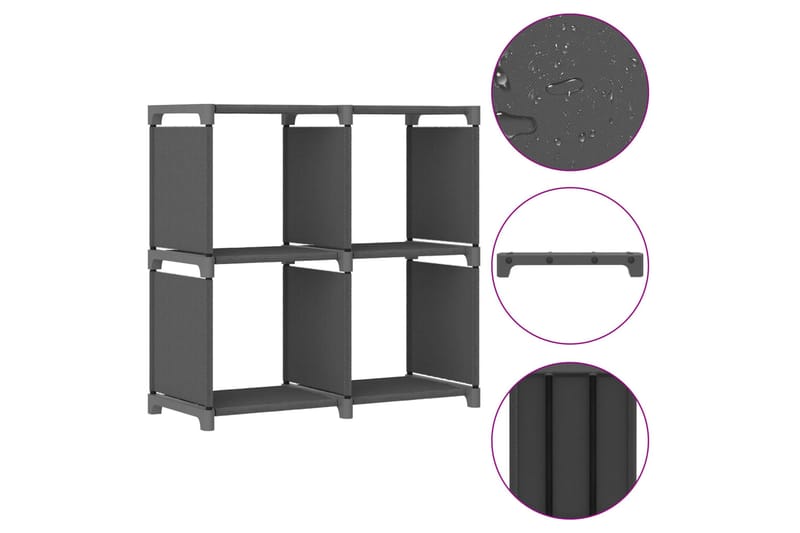 Hylla med 4 kuber grå 69x30x72,5 cm tyg - Grå - Förvaring - Hyllor - Hyllsystem