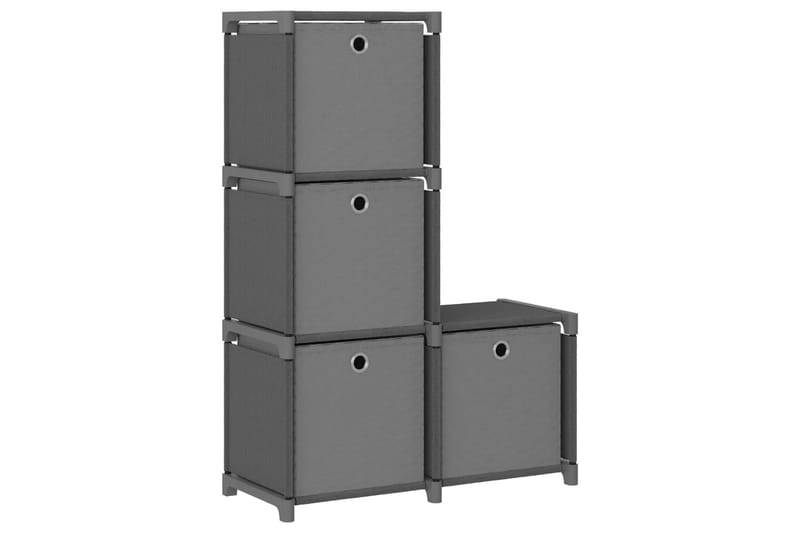 Hylla med 4 kuber med lådor grå 69x30x72,5 cm tygs - Grå - Förvaring - Hyllor - Hyllsystem