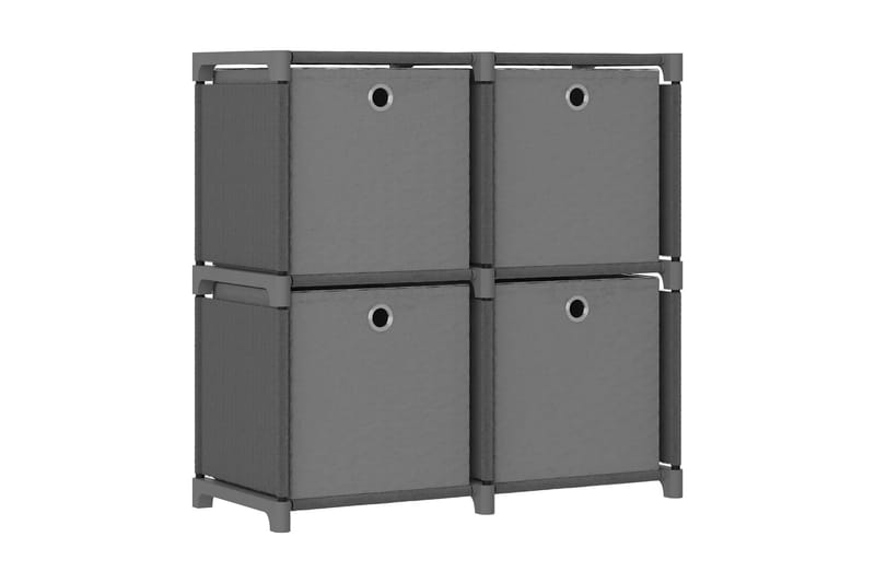 Hylla med 4 kuber med lådor grå 69x30x72,5 cm tygs - Grå - Hyllsystem