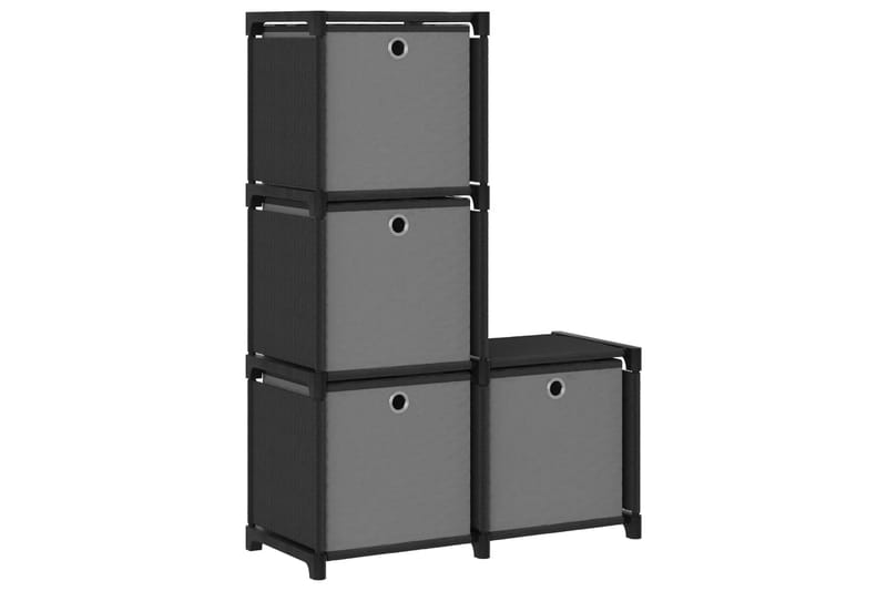 Hylla med 4 kuber med lådor svart 69x30x72,5 cm tyg - Svart - Förvaring - Hyllor - Hyllsystem