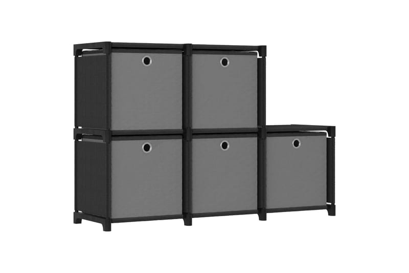 Hylla med 5 kuber med lådor svart 103x30x72,5 cm tyg - Svart - Förvaring - Hyllor - Hyllsystem