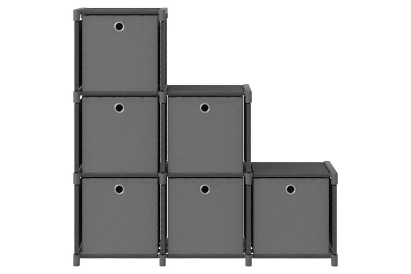 Hylla med 6 kuber med lådor grå 103x30x72,5 cm tyg - Grå - Förvaring - Hyllor - Hyllsystem