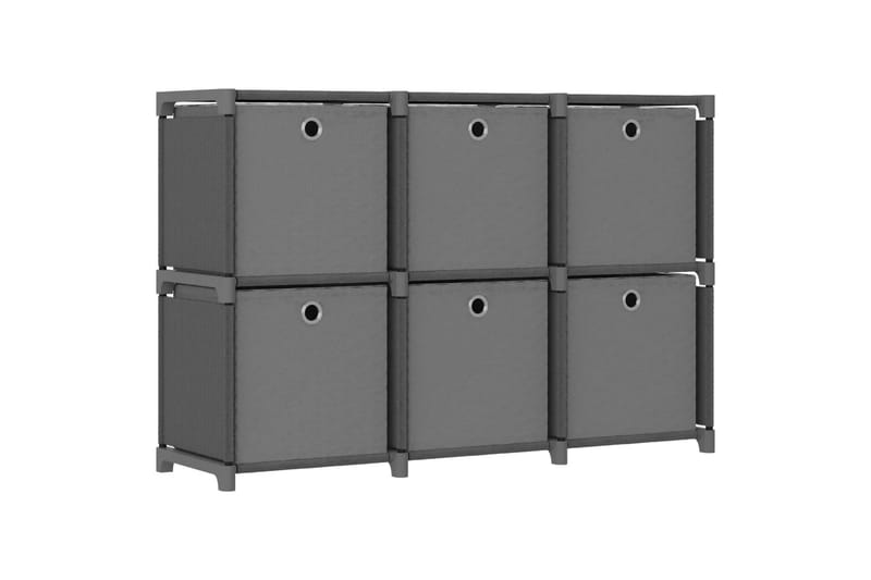 Hylla med 6 kuber med lådor grå 103x30x72,5 cm tyg - Grå - Förvaring - Hyllor - Hyllsystem