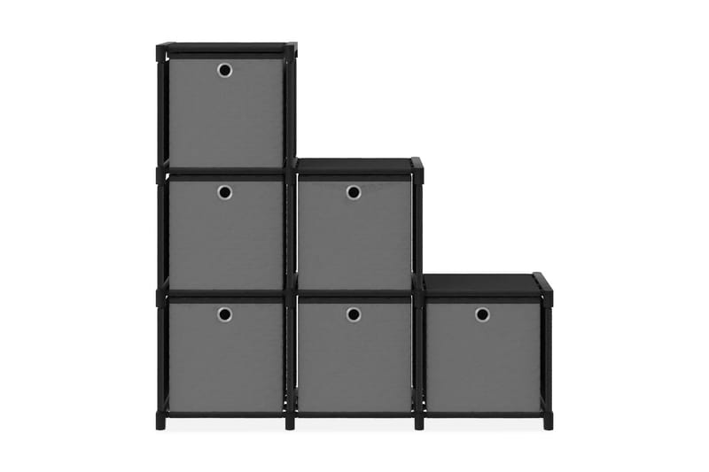 Hylla med 6 kuber med lådor svart 103x30x72,5 cm tyg - Svart - Förvaring - Hyllor - Hyllsystem